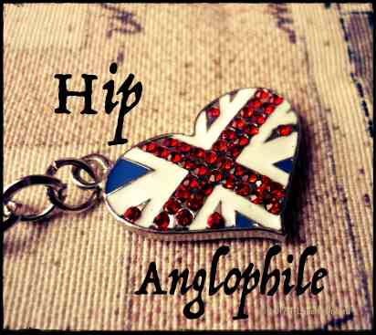 Heart-shaped keychain with UK Union Jack with words Hip Anglophile